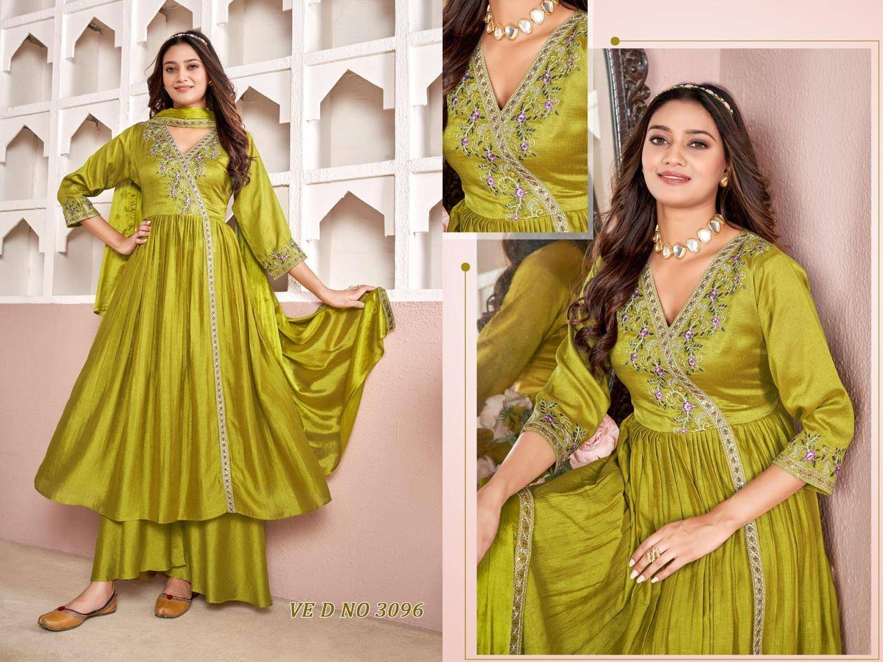 Suchitra Vol 2 By Fashid 3094 to 3096 Designer Festive Suits Beautiful Fancy Stylish Colorful Party Wear & Occasional Wear Vichitra Dress At Wholesale Price